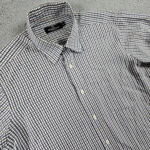 Bugatchi Uomo Shirt Mens Large Check‎ Short Sleeve Pocket Button Up